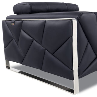 Trento Genuine Italian Leather Modern Sofa Black