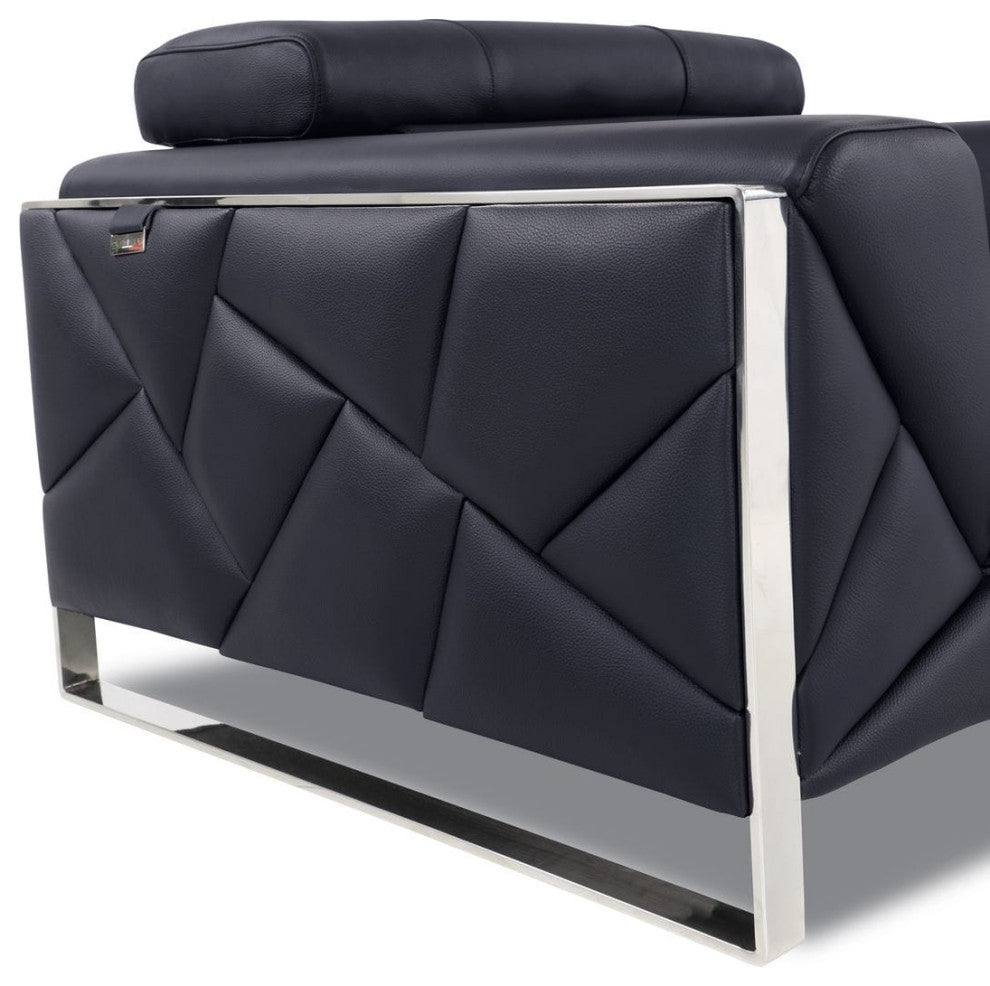Trento Genuine Italian Leather Modern Sofa Black
