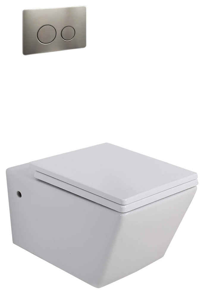 In-Wall Toilet Set, 2"x6" Carrier and Tank, Satin nickel Round Metal Actuators