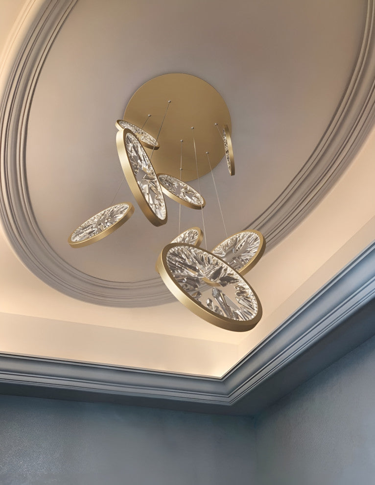 Bezaudun-les-Alpes | Gold Rings Crystal Chandelier, L8