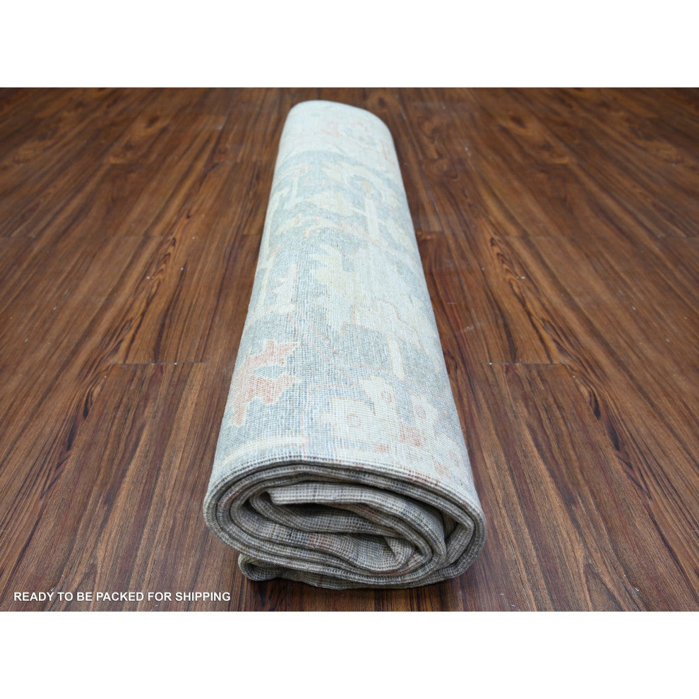 Cadet Gray Finer Peshawar Extra Soft Wool Hand Knotted Oriental Rug 7'11"x9'7"