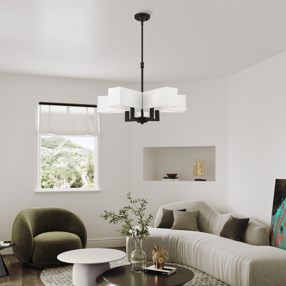 Rubix 5 Light Satin Brass Chandelier