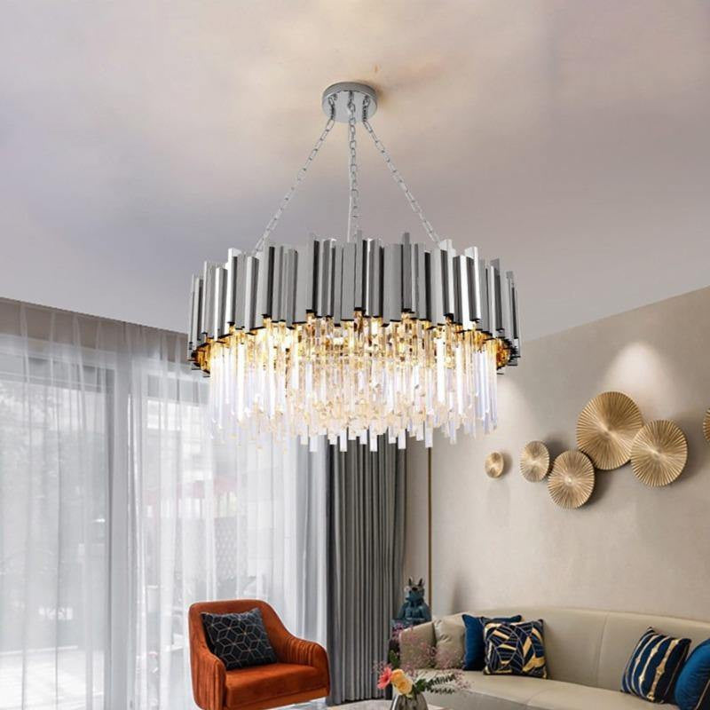 Gio Crystal Chandelier, Polished Chrome, Diameter 40"