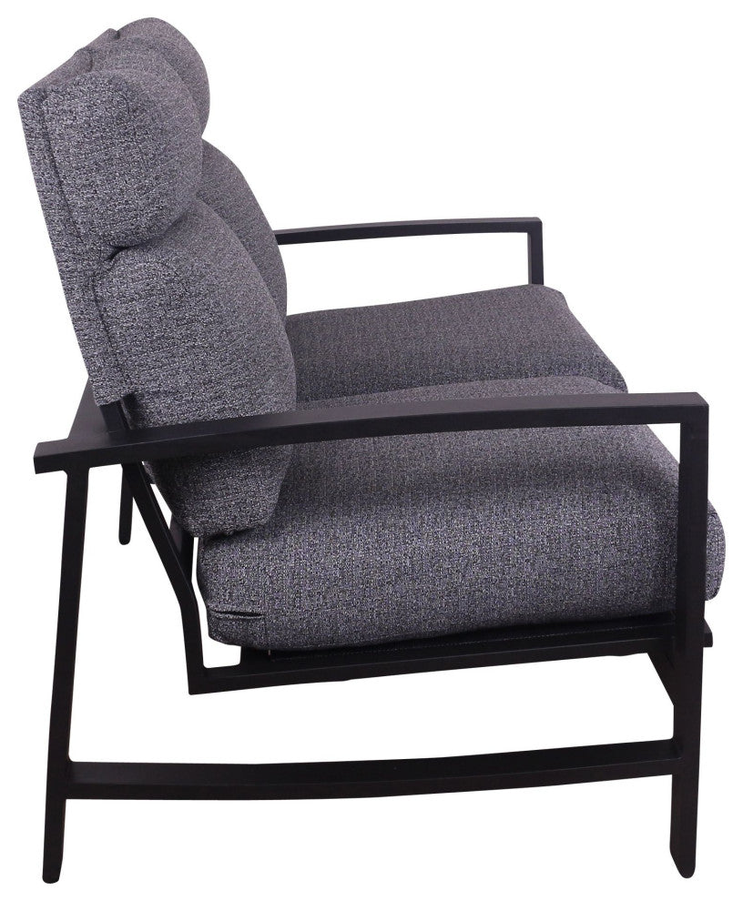 Courtyard Casual Santorini Black Aluminum Loveseat With Envelop Back Cushion