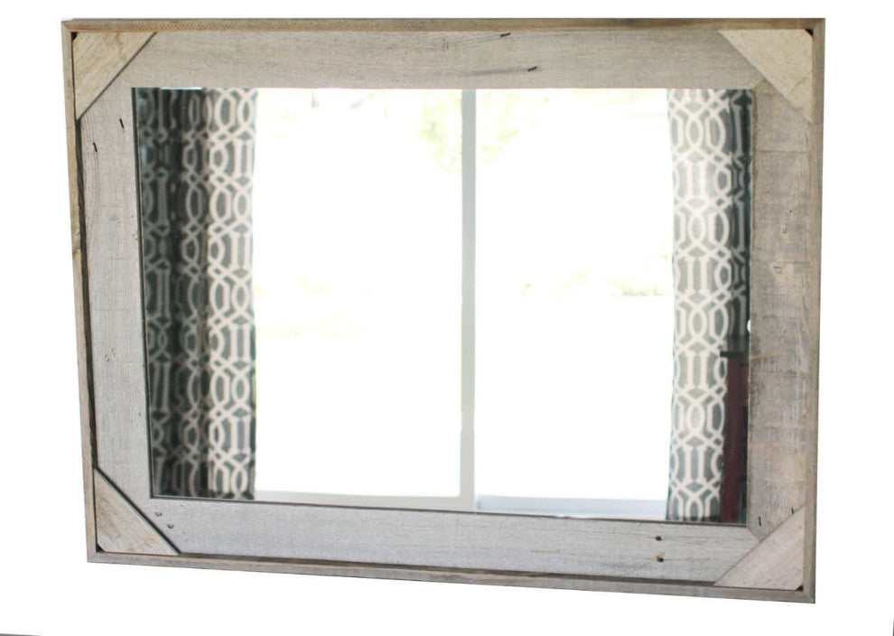Rustic Mirror, Cornerblock Barnwood Style, 30"x42"