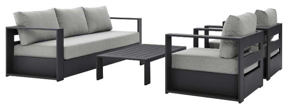 Tahoe Outdoor Patio Powder-Coated Aluminum 4-Piece Set, Gray Gray