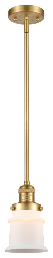 Small Canton 1 Light Mini Pendant, Satin Gold, Matte White