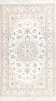 Nain Oriental Traditional Hand Made Persian Style Area Rug, White, 8'3"x5'1