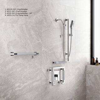 Seville Slide Bar With Handshower, 2.5 GPM, Chrome, Right