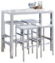 5 Piece Bar Height Dining Set, White and Chrome