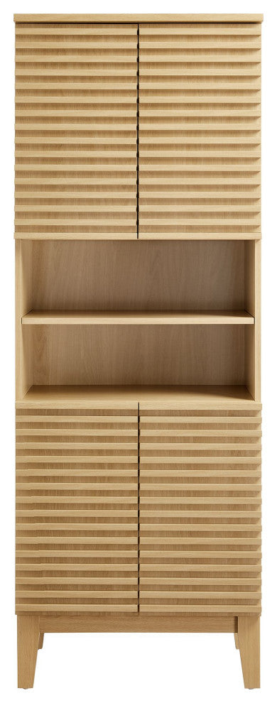 Render Tall Bathroom Storage Cabinet, Oak