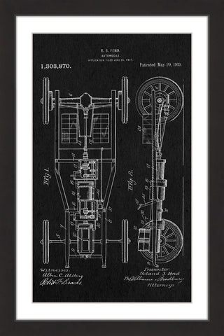 "Automobile 1919 Black Paper" Framed Painting Print