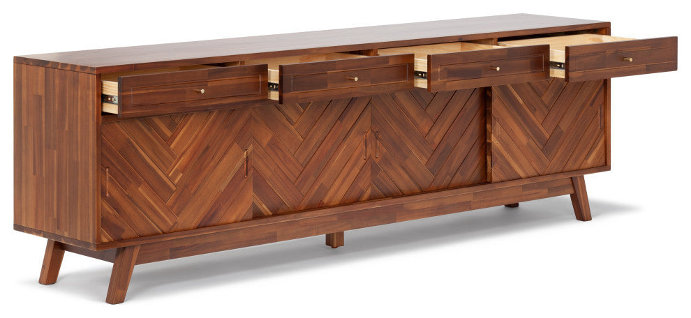 Herringbone High TV Stand, Walnut