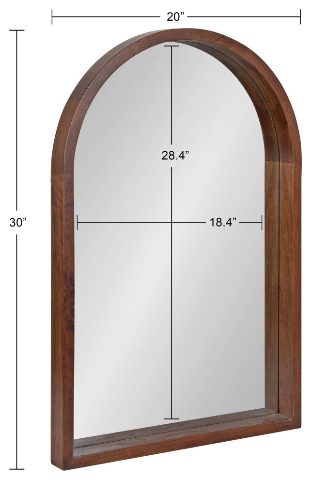 Hutton Wood Framed Arch Mirror, Walnut Brown, 20"x30"