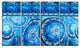 Blue Living Cells Fractal Design, Abstract Canvas Art Print, 48"x28", 4 Panels