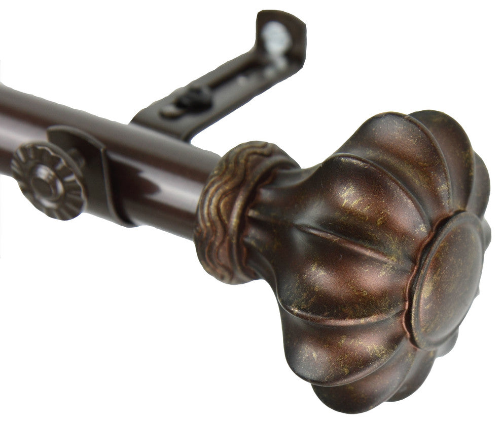 Maurice 13/16 inch Corner Window Curtain Rod, Cocoa, 28-48"