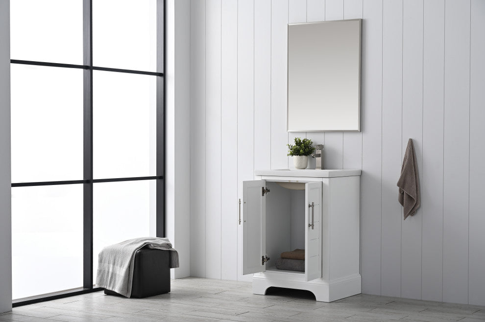 Vanity Art Bathroom Vanity With Sink & Top, White, 24", White Ceramic