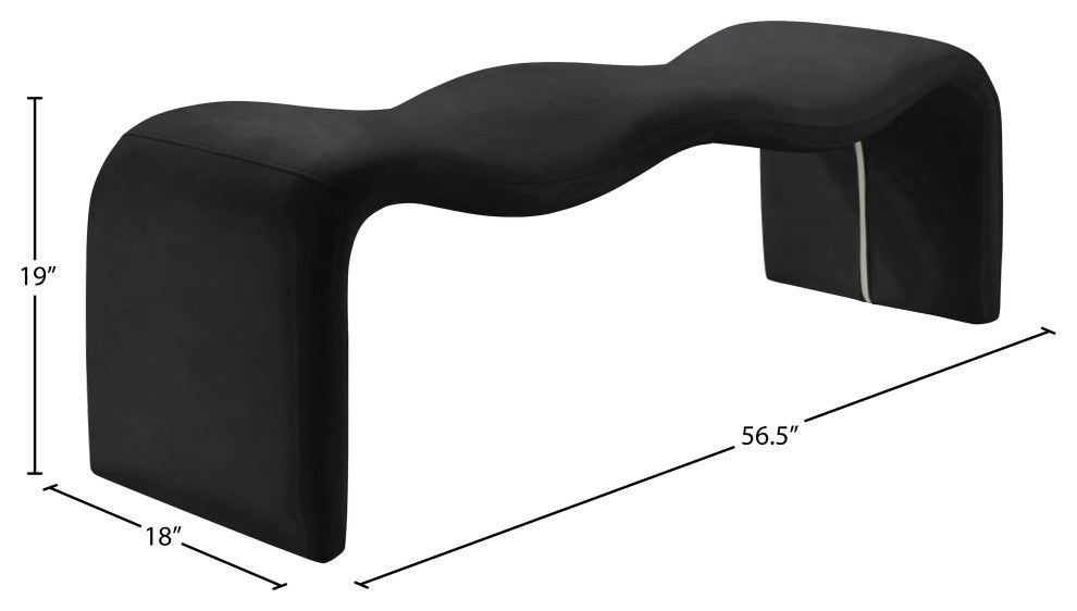 Willow Upholstered Bench, Black, Vegan Leather