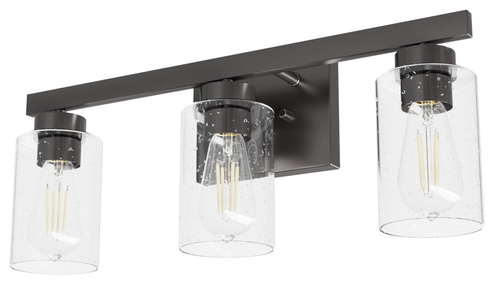 Hartland Noble Bronze With Seeded Glass 3 Light Vanity Wall