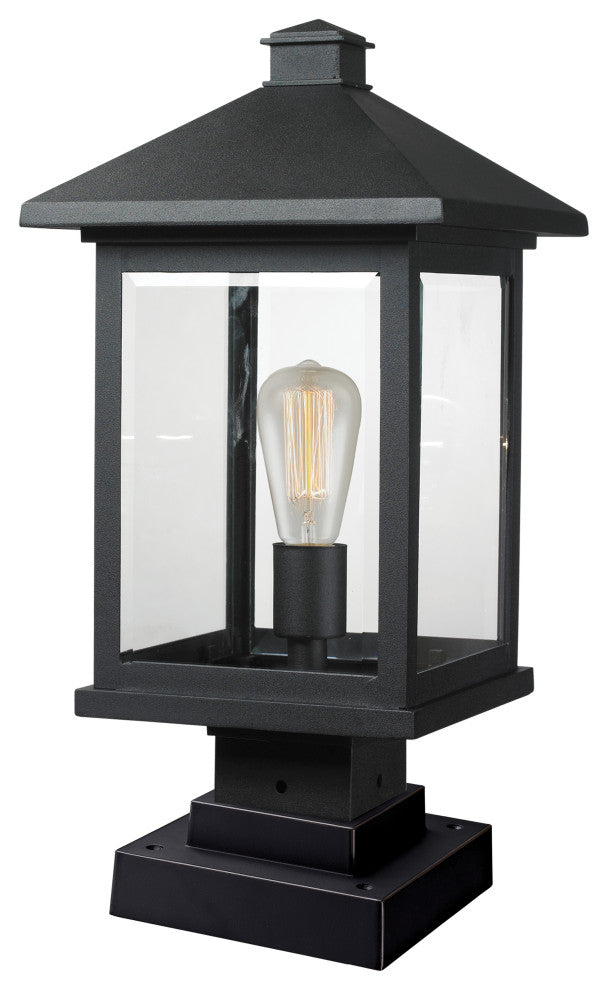 Zlite 531PHBS-SQPM-BK 1-Light Outdoor Pier Mount Light, Clear Beveled