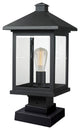Zlite 531PHBS-SQPM-BK 1-Light Outdoor Pier Mount Light, Clear Beveled