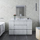 Formosa Modern 54" Rustic White Floor Standing Single Sink Vanity Set, Faucet Ff