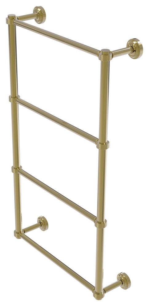 Dottingham 4 Tier 30" Ladder Towel Bar with Groovy Detail, Unlacquered Brass