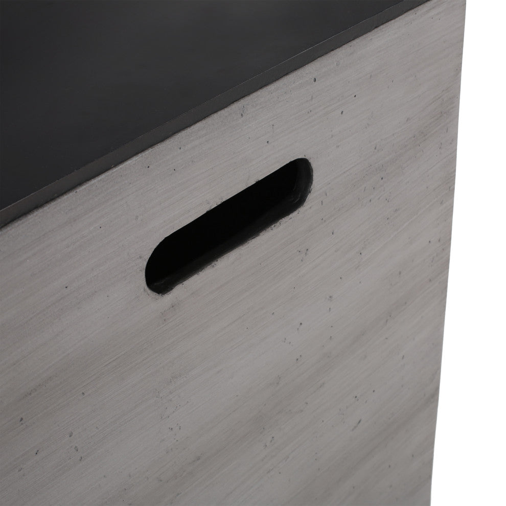 Harmon Outdoor Lightweight Concrete and Ceramic Tank Holder Side Table