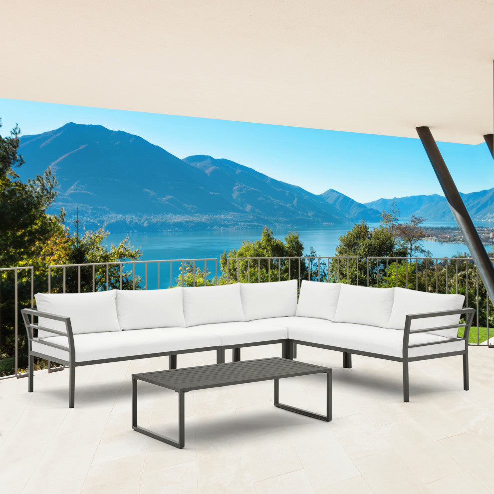 Manhattan Comfort 5-Piece Sunnyside Corner Patio Conversation Set