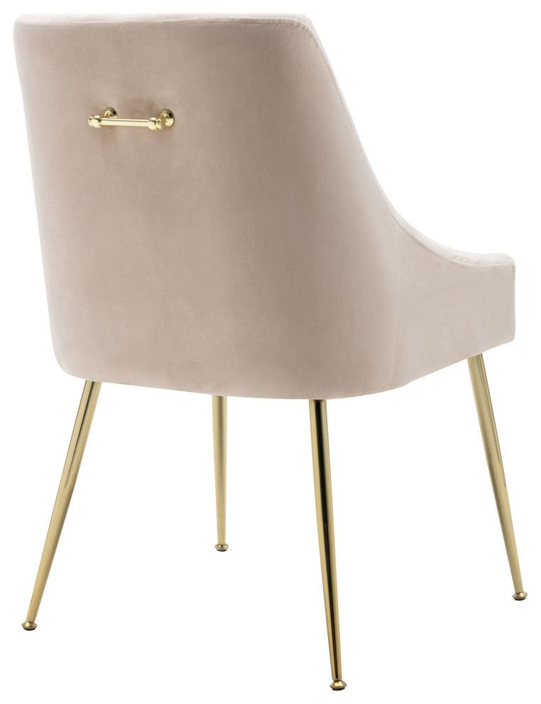 WestinTrends Upholstered Velvet Glam Accent Chair w/ Gold Metal Legs, Tan