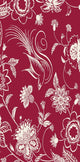 Traditional Bird Floral Decorative Holiday Floral Print Bath Towel, Cranberry