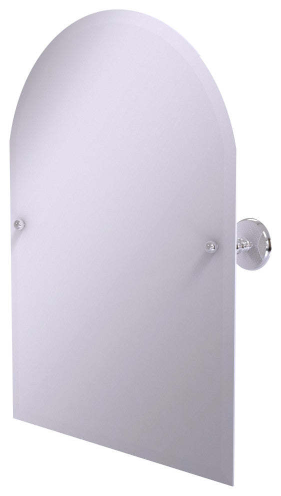 Frameless Arched Top Beveled Edge Tilt Mirror, Polished Chrome