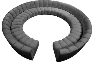 Infinity Channel Tufted Velvet Modular Chair, Gray, 12 Piece