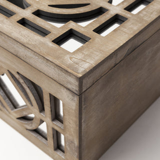 Set of Two Brown Mirrored Wooden Boxes
