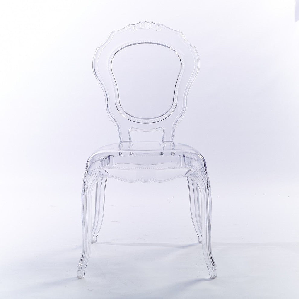 Stack Stackable Ghost Style Side Chair Dining Room Chair Armless Assembled Chair, Clear