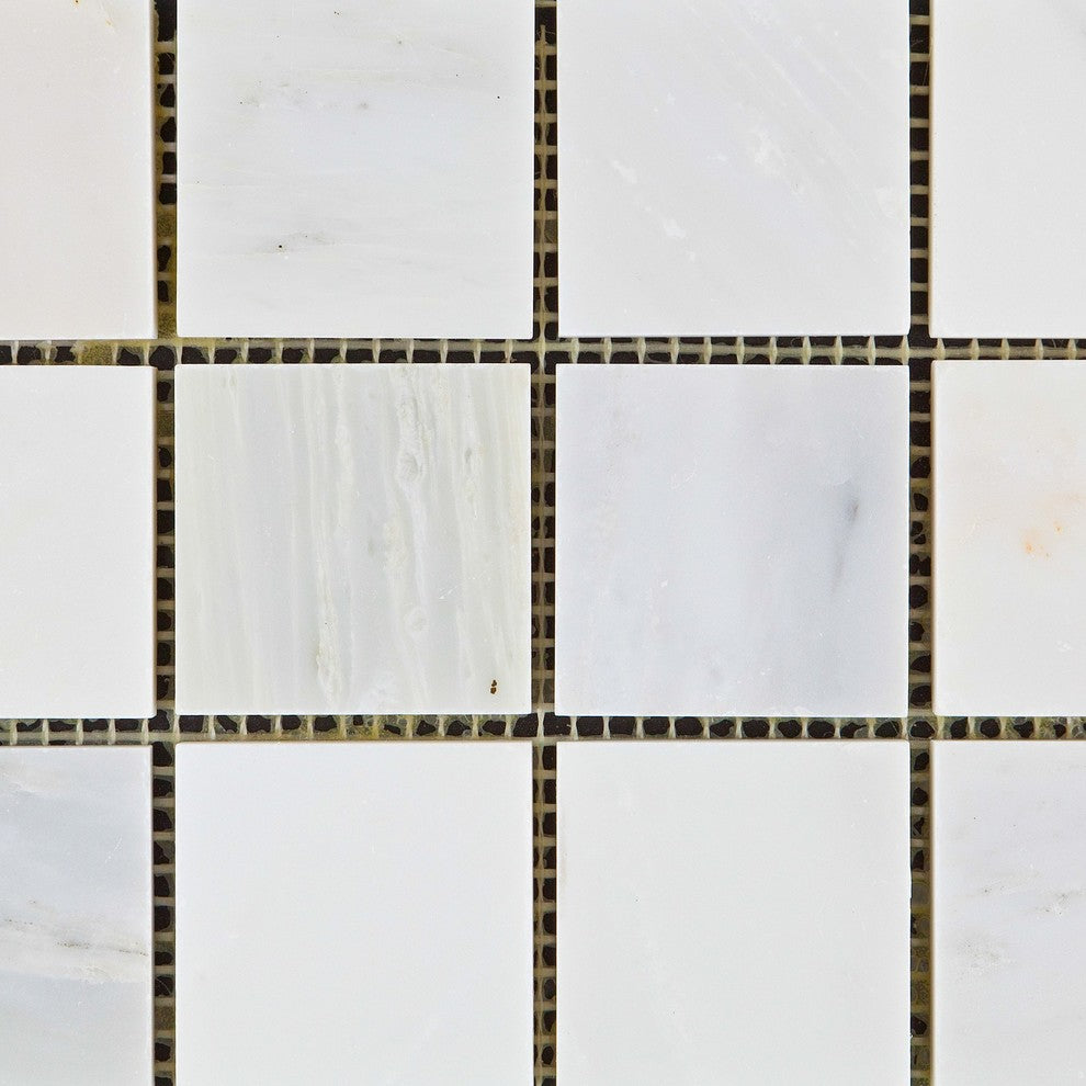 2 X 2 Oriental White / Asian Statuary Marble Polished Mosaic Tile