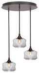 Empire 3-Light Cluster Pendalier, Dark Granite/Clear Bubble