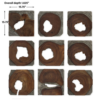 Uttermost 04349 Jungle Wood Paneled Wall Art, Set of 9