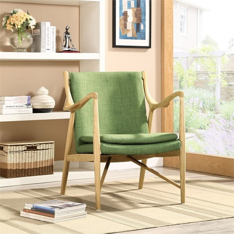 Modern Natural Green Makeshift Upholstered Lounge Chair