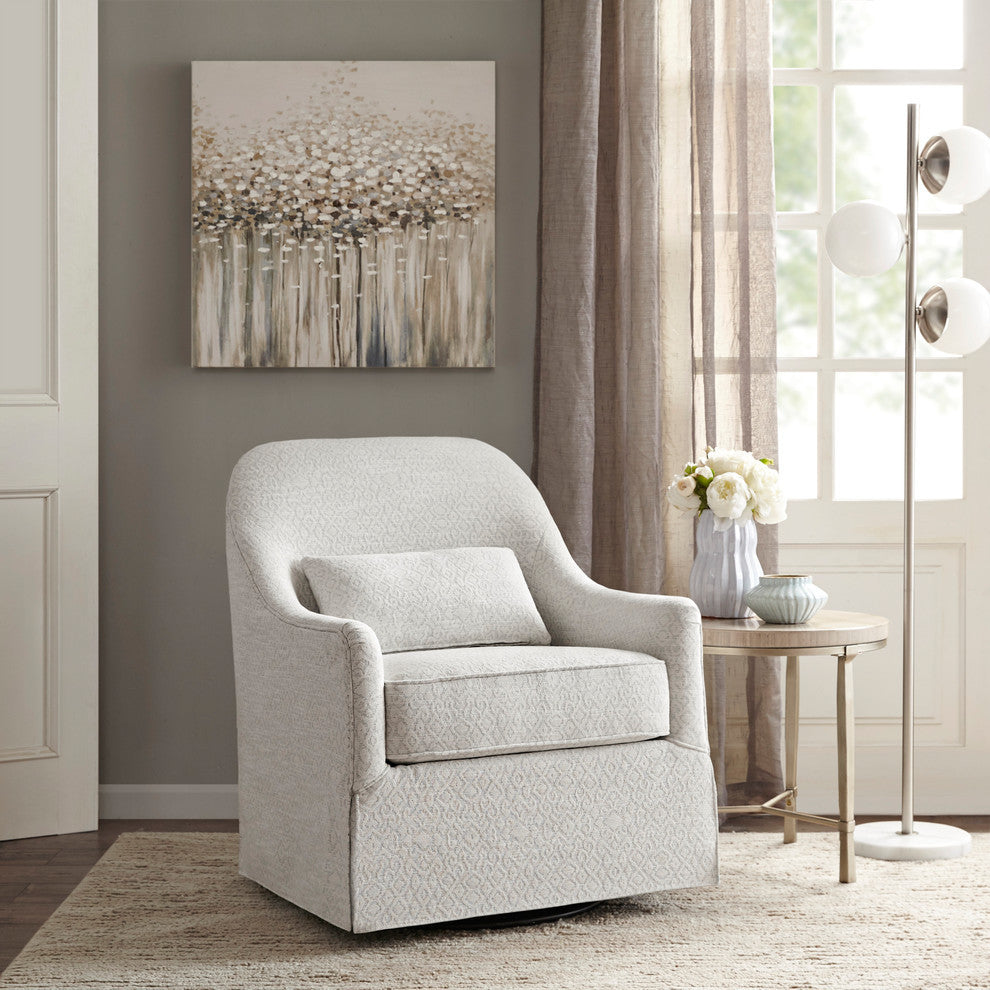 Madison Park Theo Swivel Glider Chair, Ivory/Black