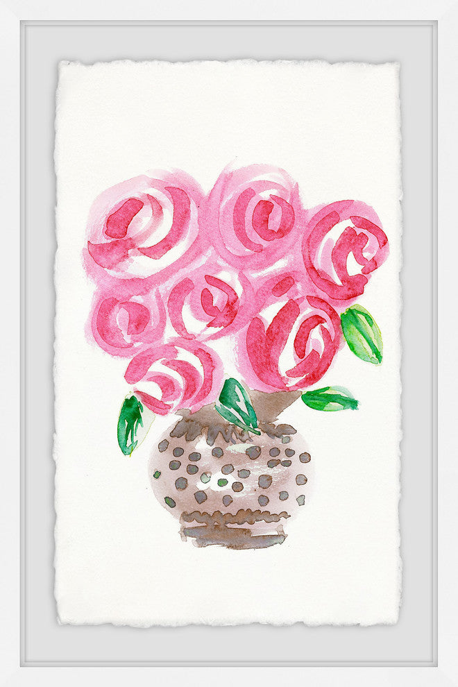 "Big Pink Blooms" Framed Painting Print, 16"x24"