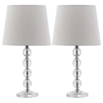 Safavieh Nola Stacked Crystal Ball Lamps, Set of 2, Clear/White Shade