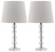 Safavieh Nola Stacked Crystal Ball Lamps, Set of 2, Clear/White Shade