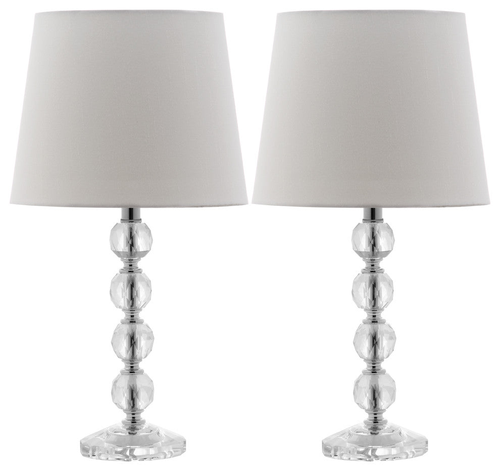 Safavieh Nola Stacked Crystal Ball Lamps, Set of 2, Clear/White Shade