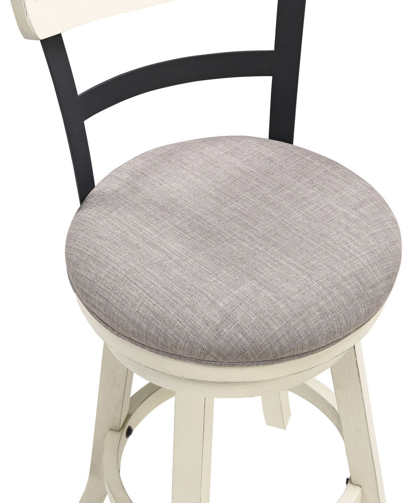 Riverside White High Back Wood and Metal Bar Stool, 42.5 in.