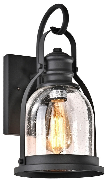 Mark Transitional 1 Light Textured Black Outdoor Wall Sconce 14" Height