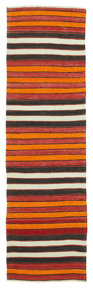 Rug N Carpet - Handmade Turkish 3' 2" x 10' 9" Unique Runner Kilim Rug