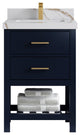 Parker 24" Single Sink Bath Vanity, Navy Blue 2" Calacatta Gold