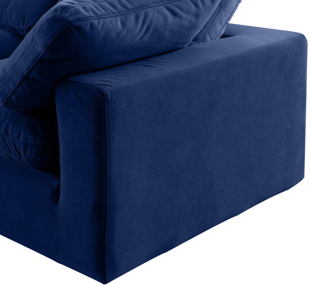 Comfy Upholstered Modular Sofa, Navy, 4-Piece: 2 Armless Chair, 2 Corner Chair, Velvet
