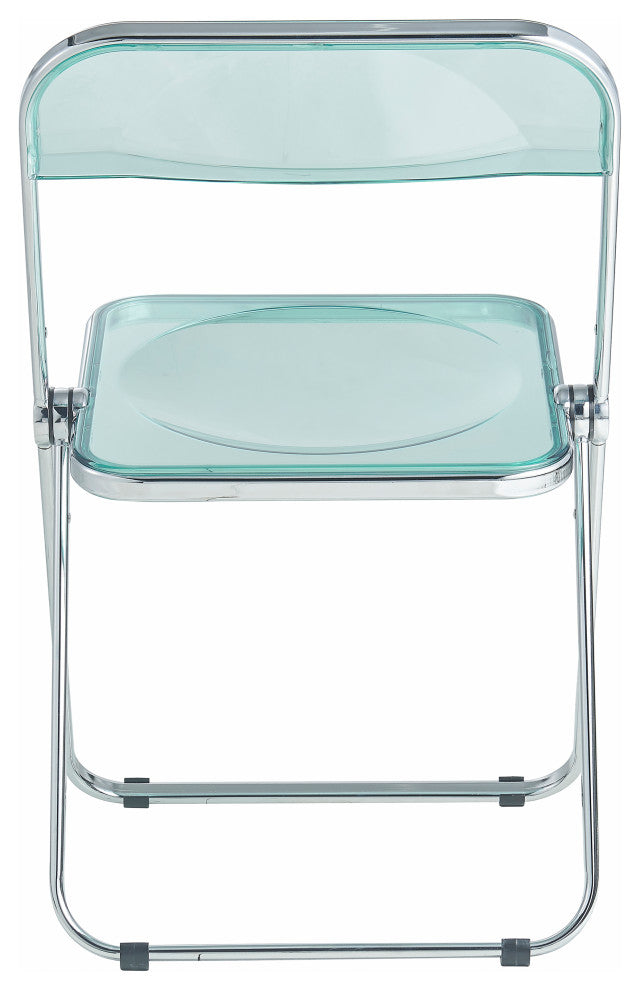 LeisureMod Lawrence 7-Piece Dining Set With Folding Chairs and Table, Jade Green